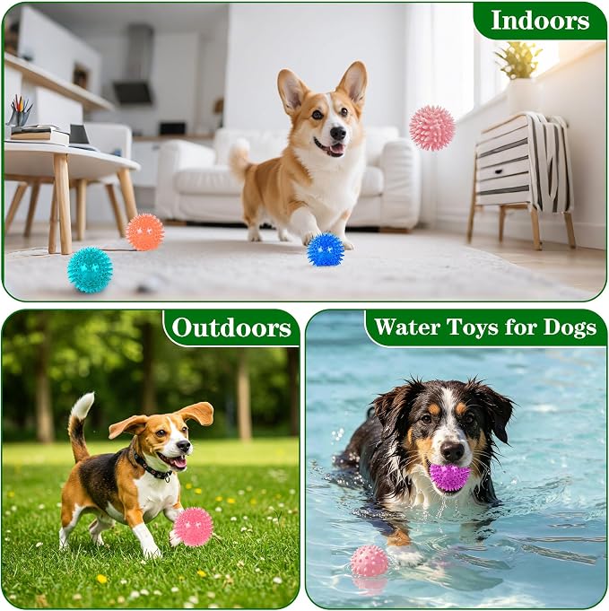 9 Pack Squeaky Dog Balls 2.5″ Dog Toys Balls for Small Medium Dogs Pet Puppy Chew Toys for Teething No Odor Durable Spiky Balls for Teeth Cleaning and Training for Small Dogs（Small）