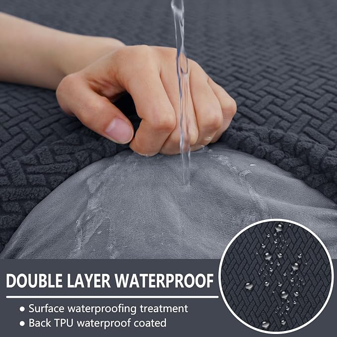 hyha Waterproof Couch Cushion Covers, Wear Resistant Couch Cover, Anti Slip Sofa Slipcovers Washable, Soft Thick Jacquard Furniture Protector for Pets Dog (1 Piece for Backrest M, Dark Grey)