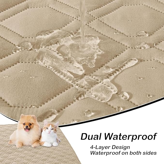 hyha Waterproof Dog Bed Blanket, Soft Pet Blankets, Waterproof Couch Cover for Dogs, Reversible Sofa Covers Washable for Furniture (30x53 Inch, Taupe/Taupe)