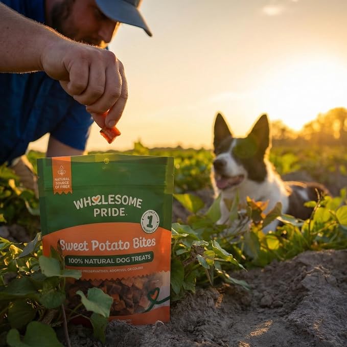 Wholesome Pride Healthy Sweet Potato Bites – Sensitive Stomach Dog Treats, No Preservatives, Single-Ingredient, No Grain, 16 oz