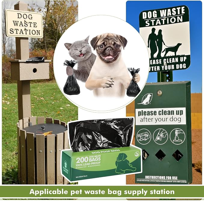 Harloon 6000 Counts Dog Poop Waste Bags Bulk, 30 Rolls Pet Waste Bags, Extra Thick Strong Leak Proof, for Walking, Travel, Park, Puppy Cleanup,Universal Doggy Rolls Waste-Box(Black,12 x 8 Inches)