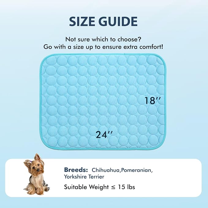 MICROCOSMOS Summer Cooling Mat & Sleeping Pad- Water Absorption Top, Materials Safe, Easy Carry, EZ Clean. Keep Cooling for Pets, Kids and Adults.(Blue, 24" x18")