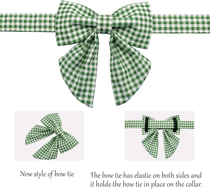 Lionet Paws Dog Collar with Sailor Bow, Durable Adjustable and Comfortable Green Bowtie Collar for Dogs and Cats, XX-Small, Neck 7-11in