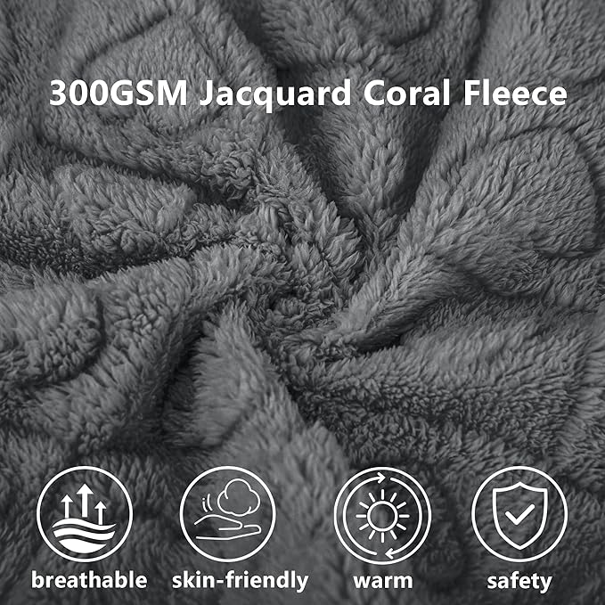 gogobunny Large Pet Blanket for Dogs Cats, Ultra Soft 300GSM Coral Fleece Washable Furniture Protector for Couch Bed Car Seat, Calming Crate Mat Blanket for Large Breeds, Grey, 40x50IN