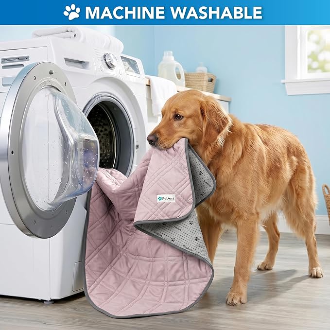 PetAmi Dog Cooling Mat, Waterproof Self Cooling Dog Pad with Non-Slip Backing, Q-Max >4.0 Pet Cooling Mat for Crate, Couch, Kennel & Car, Indoor Outdoor Summer Use, Pink, 60x80
