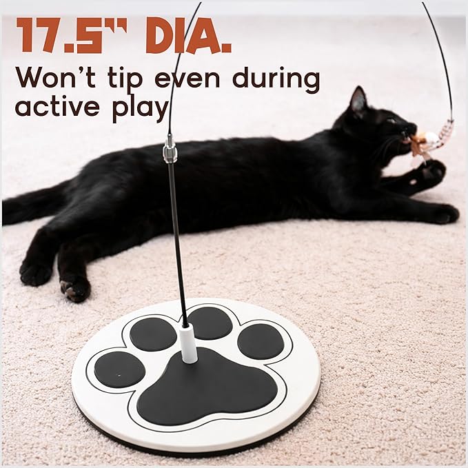 Interactive Cat Toys for Indoor Cats - 5 Replacement Feathers with Bells - Teaser Wand Toy - Self Play Bird Simulation - Bored Adult Feline Hunting Solo Chaser Activity - Kitten Juguetes para Gatos