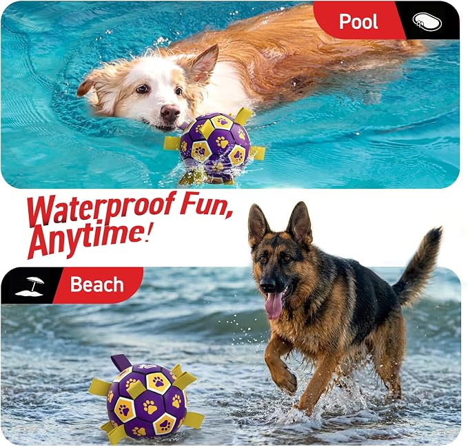 QDAN Extra Large Dog Toys Soccer Ball - Durable Dog Balls for Extra Large Dogs with Straps, Interactive Dog Tug Toy with Strap for Tug of War (9 Inch)