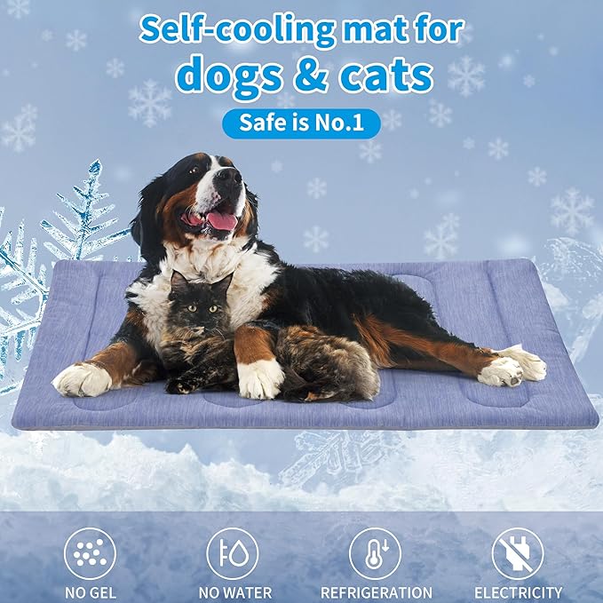 Cooling Mat for Large Dogs - Double-Sided Waterproof & Cool, Q-MAX>0.47, Portable Dog Cooling Mat for Summer. (M (28''x20'')