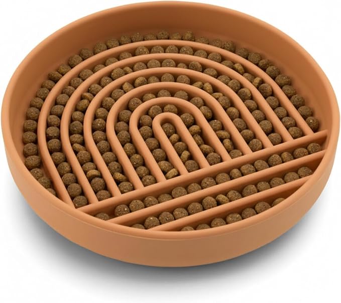 Should We Go? Slow Feeder Dog Bowls - Small Size Silicone Slow Eating Dog Bowl for Puppies & Dogs with Suction Cup -Dishwasher-Safe,Lick Mat Design,Reduces Gulping,for All Breeds, 6”x1.25”-Terracotta