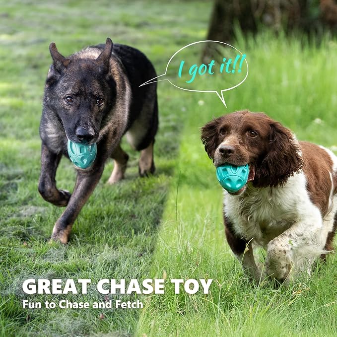 EASTBLUE Squeaky Dog Toys for Aggressive Chewers: Rubber Puppy Chew Ball with Squeaker, Almost Indestructible and Durable Pet Toy for Medium and Large Breed（Teal）