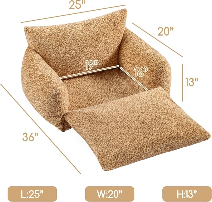 Hollypet Cat Bed Fluffy Plush Multifunctional Double-Layer Machine Washable Soft Warming Kitty Pet Couch Orthopedic Nest Beds for Small Cats Kitten and Dogs up to 13lbs, Yellow Leopard(25x20x13 inch)