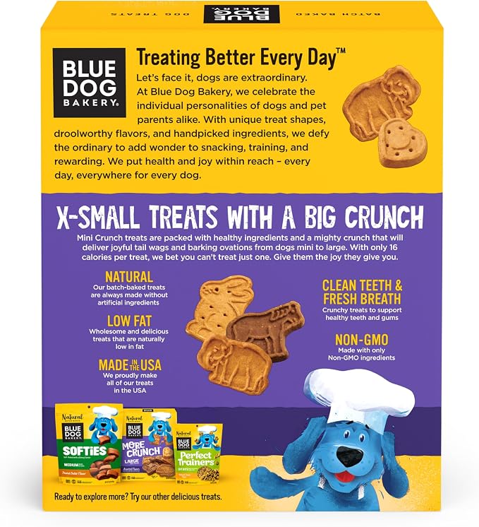 Blue Dog Bakery Natural Dog Treats, More Crunch Large, Assorted Flavors, 18oz Box, 1 Box