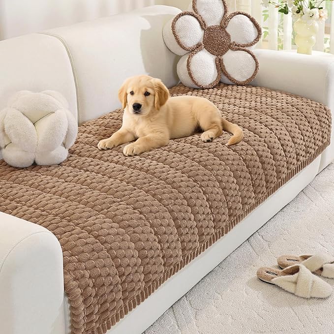 Royhom Couch Cover for Dogs Washable, Soft Thick Pet Couch Covers for Sofa, Pawcart Couch Protector Pet Friendly, Furniture Covers Dog Mat for Couches and Sofas (Brown, 35.4 x 47.2 Inch)