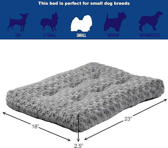 MidWest Homes for Pets Small QuietTime Deluxe Gray Ombré Swirl Plush Pet Bed, Machine Washable, Non-Skid Bottom, Soft Crate Mat for 24-inch Crates