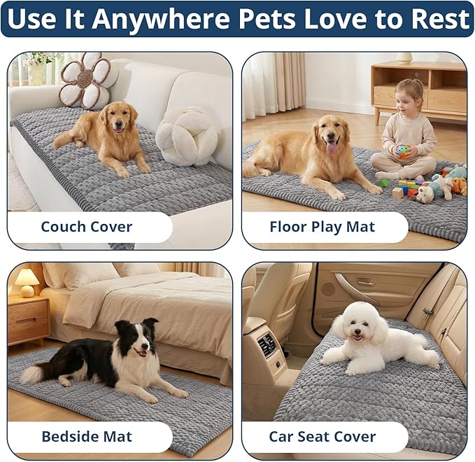 OstepDecor Couch Cover for Dogs, Washable Non Slip Sofa Cover for Pets, Soft Couch Covers for Sofa, Loveseat and Sectional, Furniture Protector Against Pet Hair & Scratches (20" x 24", Grey)