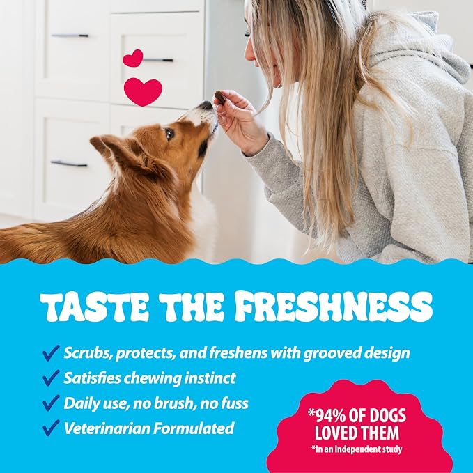 Dental Fresh Dental Treats for Small Dogs, Vet-Formulated Teeth Cleaning Dental Sticks to Help Reduce Plaque and Tartar and Freshen Breath, 45 Count Brush Free Dental Chews for Dogs 11 to 25 lbs