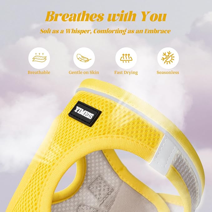 YIMEIS Dog Harness and Leash Set, No Pull Soft Mesh Pet Harness, Reflective Adjustable Puppy Vest for Small Medium Large Dogs, Cats (Yellowgrey, X-Small (Pack of 1)