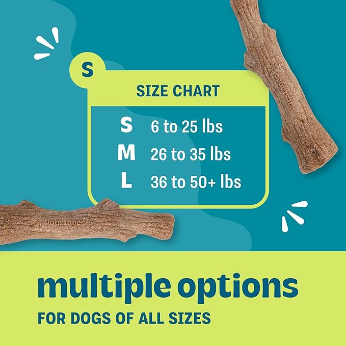 Pupstages Dogwood Dog Chew Toy, Made in the USA – Real-Wood Blend, Natural Flavor & Texture, Moderate Chewers, Small, 5.4"