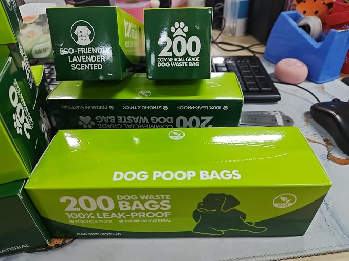 Sherr 20 Boxed Rolls 4000 Counts Lavender Scented Dog Poop Bag Bulk Leak Proof Dog Waste Bags Doggy Poop Bags Pet Waste Bag for Puppy Pets Outdoor Walking and Travel