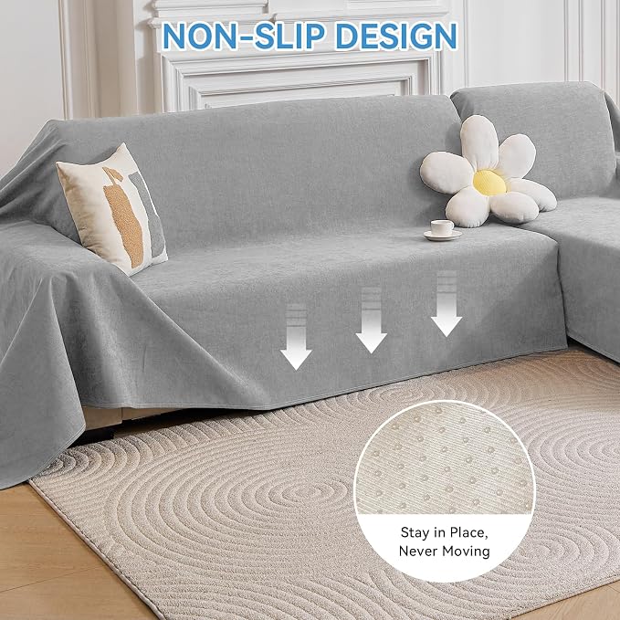 Deep Dream Sectional Couch Covers, 2 Pieces 100% Waterproof L Shaped Sofa Cover, Non Slip Couch Cover for Dogs Cats Washable, Pet Friendly Sofa Slipcovers Furniture Protector (XX-Large, Light Grey)