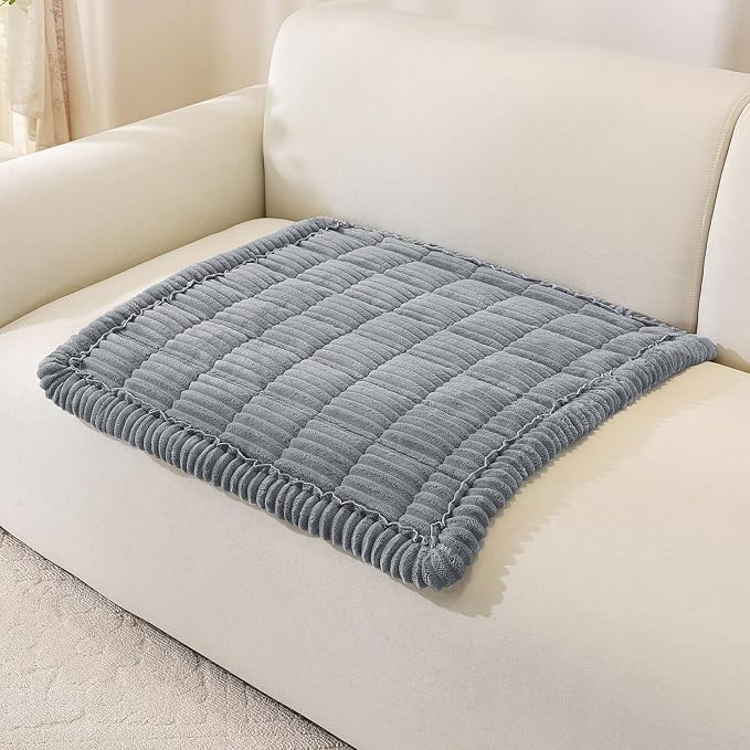Royhom Chair Cover for Dogs, Thick Soft Couch Arm Cover, Headrest Armrest Covers, Furniture Cover for Pets Recliner Loveseat Leather Cushion L Shaped Couch (Blue-Grey, 27.6 x 27.6 Inch)