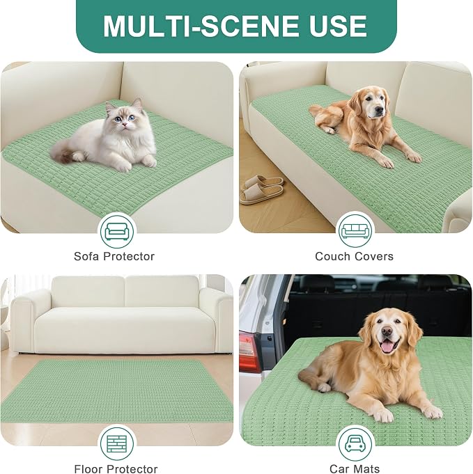 Foxdecor Couch Cover Sofa Covers Washable, Dog Bed Cover Couch Covers for 3 Cushion Couch Sofa Pet Friendly, Dog Couch Cover Furniture Covers for Pets.(Sage Green 32x94 inch)