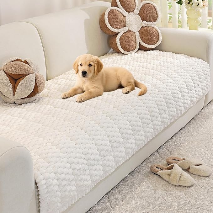 Royhom Couch Cover for Dogs Washable, Soft Thick Pet Couch Covers for Sofa, Pawcart Couch Protector Pet Friendly, Furniture Covers Dog Mat for Couches and Sofas (White, 35.4 x 47.2 Inch)