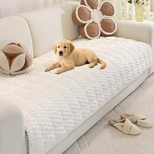 Royhom Couch Cover for Dogs Washable, Soft Thick Pet Couch Covers for Sofa, Pawcart Couch Protector Pet Friendly, Furniture Covers Dog Mat for Couches and Sofas (White, 35.4 x 47.2 Inch)