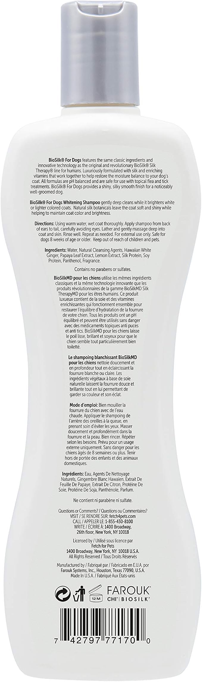 BioSilk Silk Therapy Whitening Dog Shampoo Brightening Pet Shampoo with Silk Protein for White and Light Colored Coats Enhances Shine and Softness pH Balanced Dog Wash 12 FL OZ 2 Pack Grooming