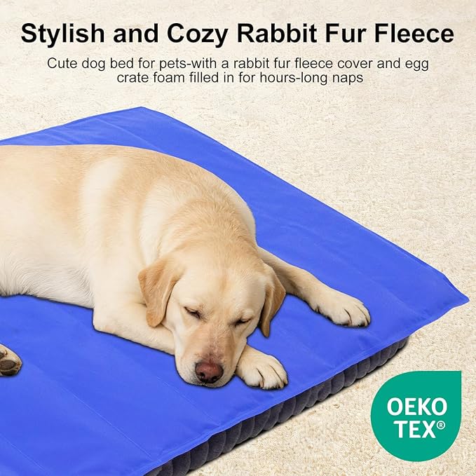 Dog Cooling Mat, 45x31.5 inches Pressure-Activated Gel Pad for Large Medium Dogs Non-Toxic Cool Mat for Bed, Crate, Summer Travel, No Water or Freezing Needed Blue