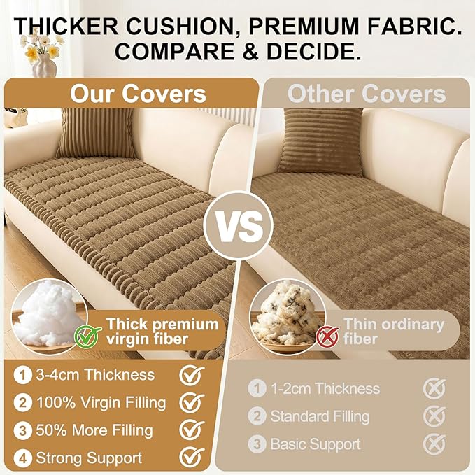 Smiry Couch Cover for Dogs, Non Slip Washable Sofa Protector for Pets, Soft Furniture Cover for Pet, Stylish Sofa Covers, Cozy Protect Against Fur, Dirt & Everyday Messes (Mocha Brown, 27.6" x 88")