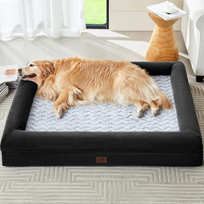 WNPETHOME XXL Extra Large Dog Bed, Washable Dog Couch with Removable Waterproof Cover, Orthopedic Large Pet Sofa Bed with Bolster Sides for Sleeping