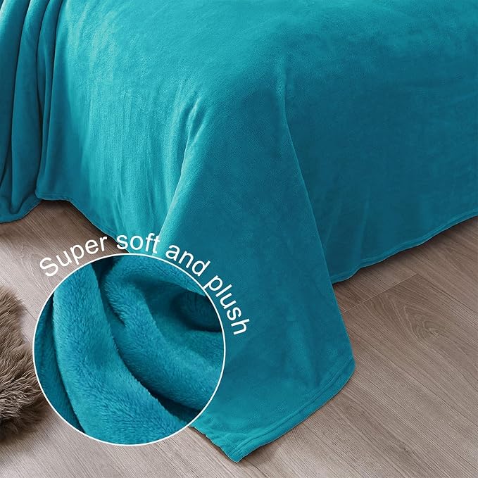 Exclusivo Mezcla Fleece Blanket Twin Size for Bed, Super Soft and Warm, All Season, Cozy, Plush, Lightweight, 90x66 Inches, Teal