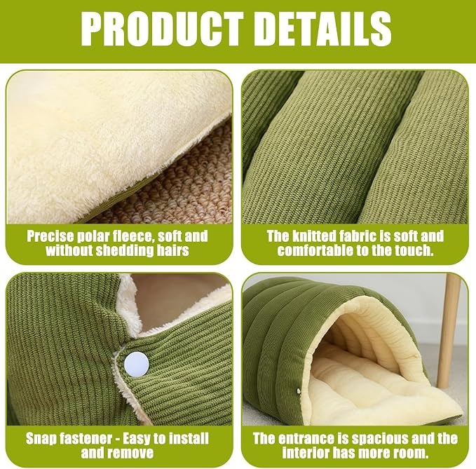 Plush Pet Cave Bed with Removable Cushion, Winter Warm Hideaway for Cats & Dogs, Cozy Washable Safe Haven