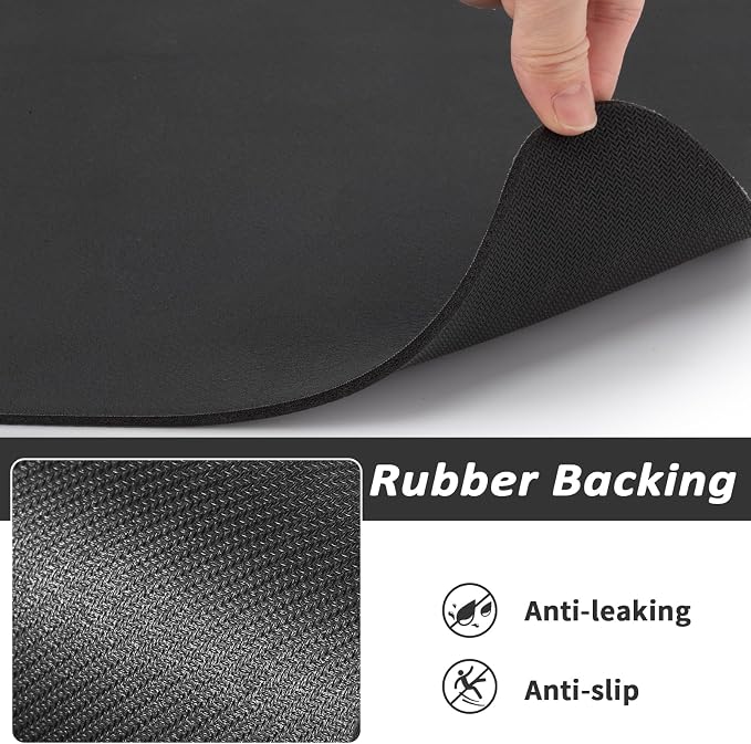 HotLive Dog Food Mat - Absorbent Cat Mat for Food and Water, No Stains Pet Feeding Bowl Mat, Easy to Clean Pet Placemats, Quick Dry Dog Water Dispenser Mat for Messy Drinkers | Black 18"x 28"