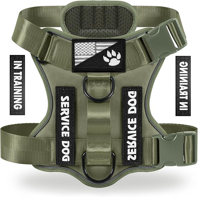 Service Dog Harness, Reflective Dog Vest Harness with 5 PCS Patches, Adjustable Soft Oxford Pet Harness, Inner Layer Mesh, Easy to Control for Small Medium Large Dogs
