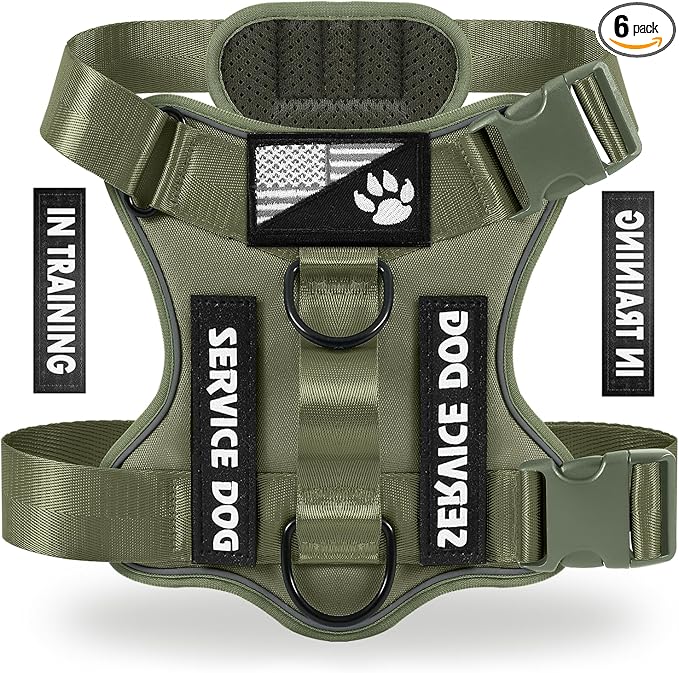 Service Dog Harness, Reflective Dog Vest Harness with 5 PCS Patches, Adjustable Soft Oxford Pet Harness, Inner Layer Mesh, Easy to Control for Small Medium Large Dogs