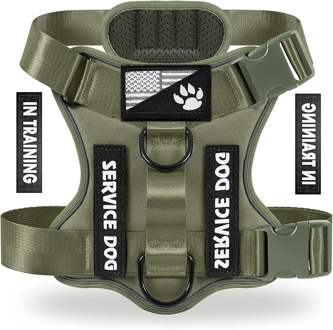 Service Dog Harness, Reflective Dog Vest Harness with 5 PCS Patches, Adjustable Soft Oxford Pet Harness, Inner Layer Mesh, Easy to Control for Small Medium Large Dogs