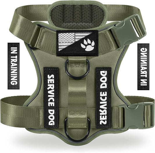 Service Dog Harness, Reflective Dog Vest Harness with 5 PCS Patches, Adjustable Soft Oxford Pet Harness, Inner Layer Mesh, Easy to Control for Small Medium Large Dogs