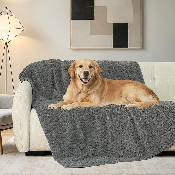 Waterproof Dog Blanket Reversible, Leakproof Pet Blanket for Large Dogs, Soft Furniture Sofa Couch Cover Protector Washable, Fleece Cat Throw Bed, Reversible Washable Soft Plush