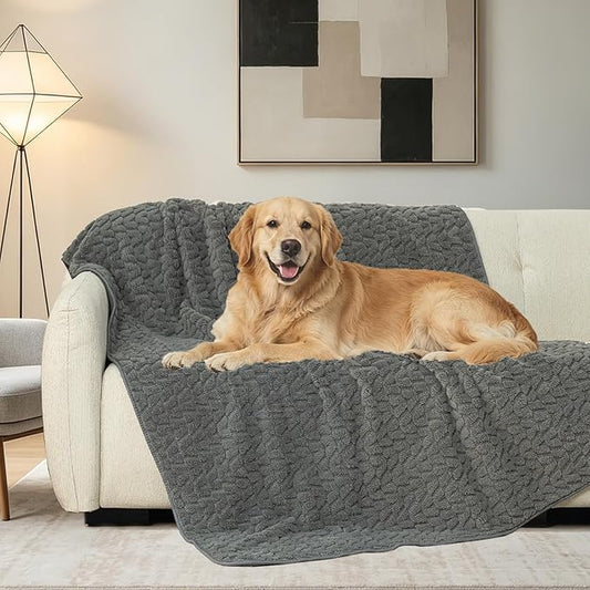 Waterproof Dog Blanket Reversible, Leakproof Pet Blanket for Large Dogs, Soft Furniture Sofa Couch Cover Protector Washable, Fleece Cat Throw Bed, Reversible Washable Soft Plush