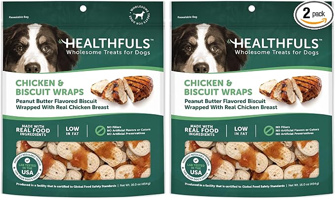HEALTHFULS Chicken & Peanut Butter Flavored Dog Biscuits,16oz,(Pack of 2)