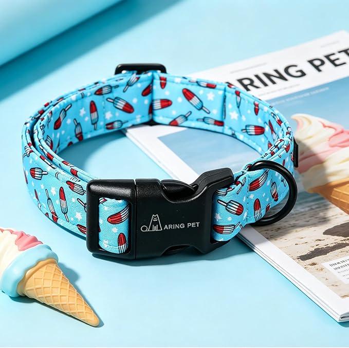 ARING PET Summer Dog Collar, Cute Blue Ice Pop Pet Collars with Quick Release Buckle for Puppy Small Medium Large Boy Girl Dogs-XS