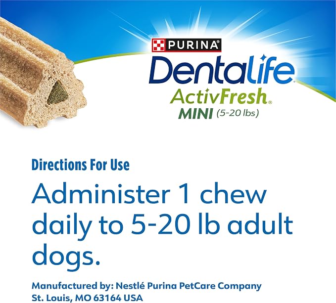Dentalife ActivFresh Dog_Chews for Mini and Small Dogs 5-20 lbs., Dental-Chews to Freshen Breath, Chicken Flavor, 16.9 oz., 56 Chews - 56 ct. Pouch (Pack of 2)