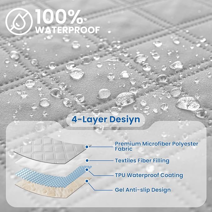 Waterproof Dog Bed Cover Pet Blanket, Soft Couch Cover for Dogs Washable, Non-Slip Dog Blanket Protect Furniture Couch Sofa Car for Puppy Large Dogs Cat (40x50 Inch, Light Grey)