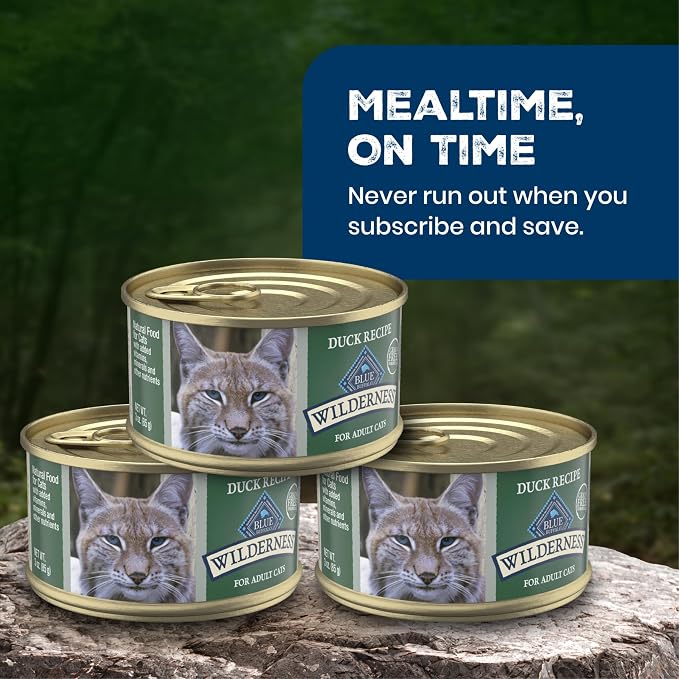 Blue Buffalo Wilderness Duck Paté Adult Wet Cat Food, High-Protein & Grain-Free Recipe Enhanced with Vitamins, Minerals, and Other Nutrients, 3-oz. Cans (24 Count)