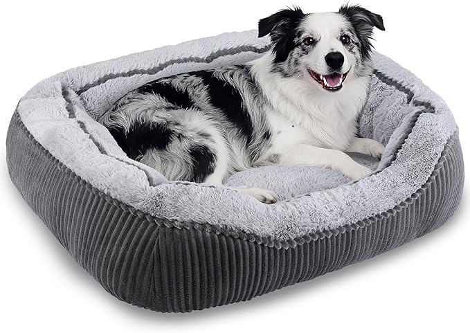 Washable Dog Beds for Medium Dogs, Rectangle Medium Large Sized Dog Bed, Soft Breathable Big Dog Pet Bed, Durable Calming Orthopedic Pet Bed with Anti-Slip Bottom, L(30"x24"x9")