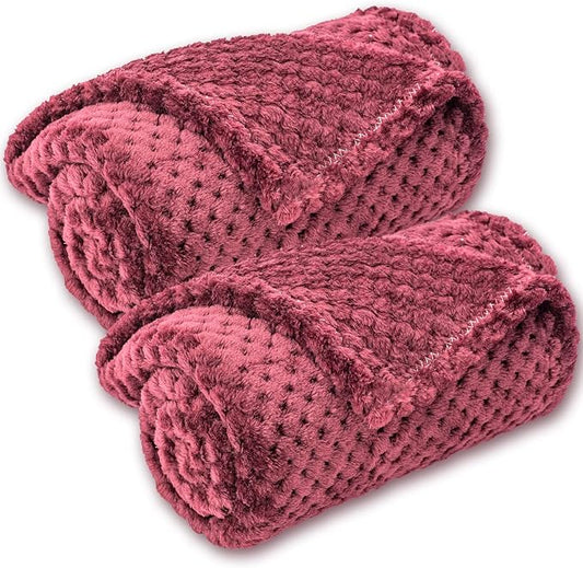 Ruby Red Soft Fuzzy Pet Blanket for Dogs or Cats, Warm Plush Fleece Throws for Bed, Couch, Sofa, Travel (S/24" x 32")