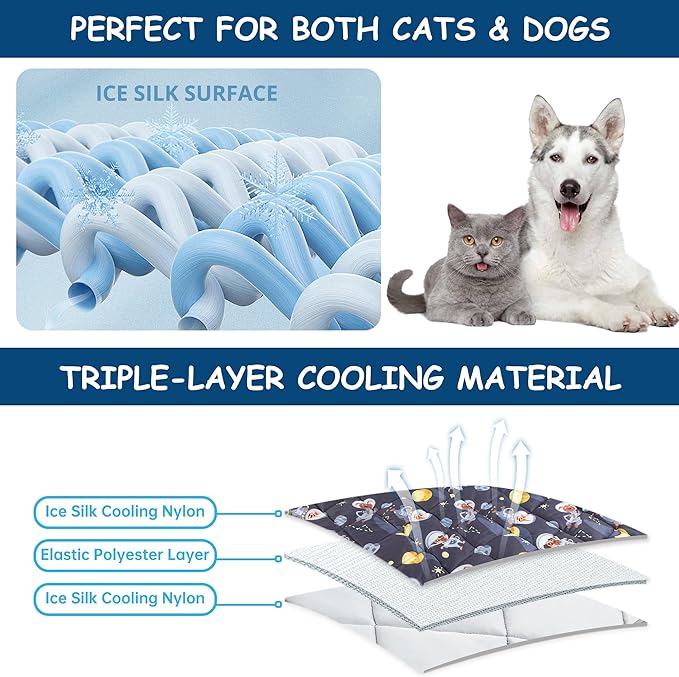 Paw Legend Dog Cooling Mat for Dogs Cat Cooling Pad for Dog Pet Cooling Mat Cooling Blanket Summer Cool Tech Fabric Washable Dog Sleeping Pad on Kennel Sofa Bed Floor Car Seats, Medium