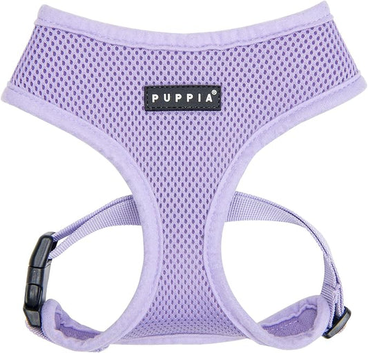 Puppia Soft Dog Harness No Choke Over-The-Head Triple Layered Breathable Mesh Adjustable Chest Belt and Quick-Release Buckle, Violet, X-Small